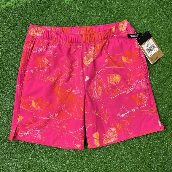 The North Face Wander Print Shorts Size Small Mens Pink Glow Valley - Picture 1 of 8